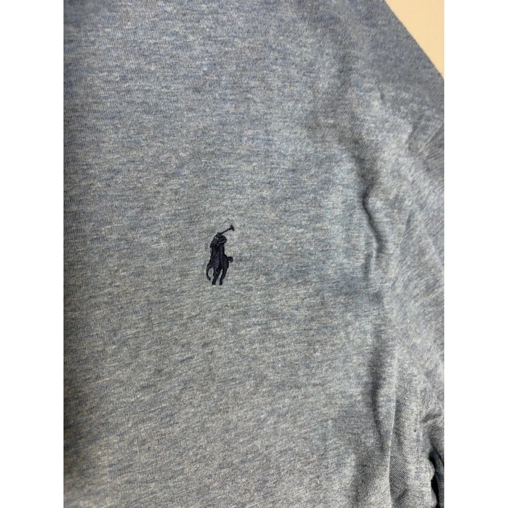 Polo Ralph Lauren Mens 1XB V-Neck T-Shirt Blue Heather Short Sleeve Pony Logo